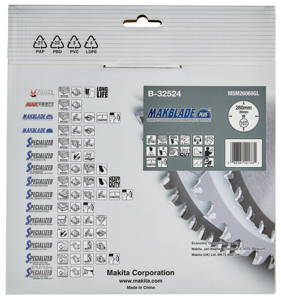 MAKBLADE+ Sägeb. 260x30x60Z   B-32524