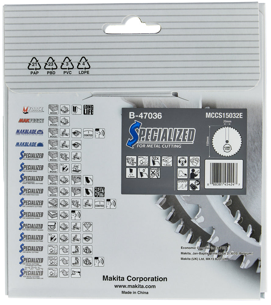 Sägeblatt für Metall 150x20x32Z   B-47036