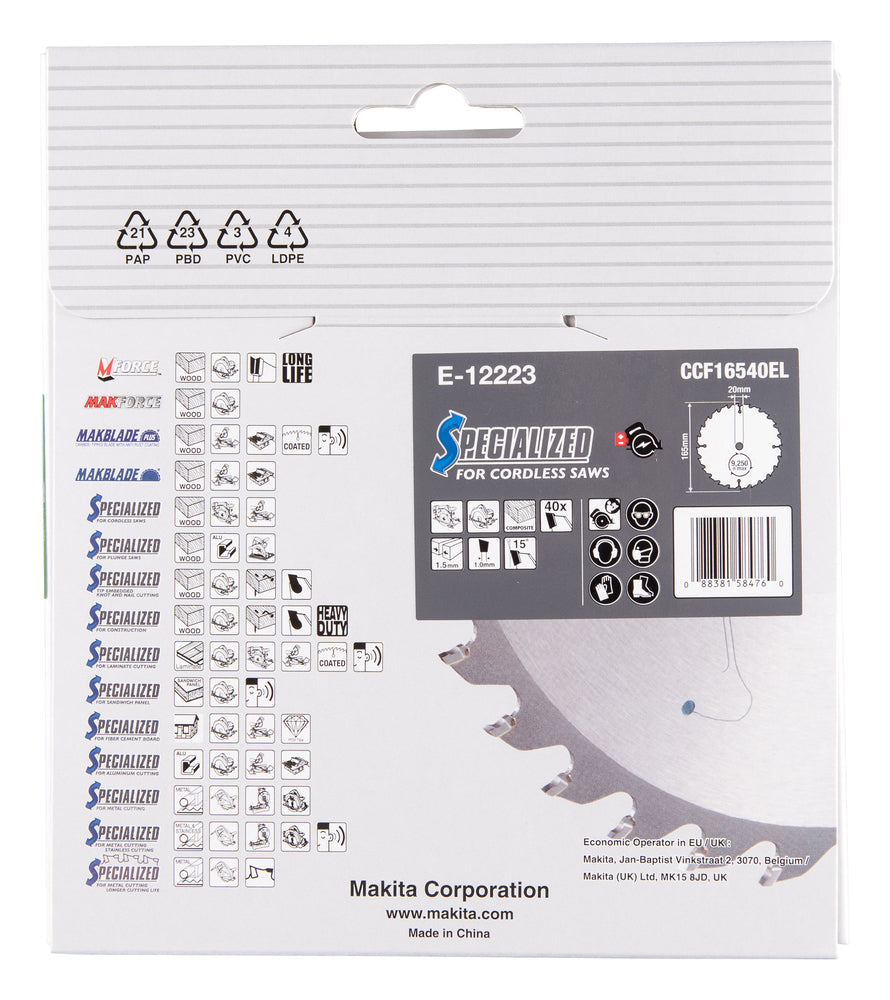 Sägeblatt 165x1,5x20, 40Z EFFICUT   E-12223