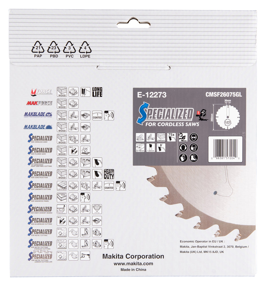 Sägeblatt 260x2,15x30, 75Z EFFICUT   E-12273